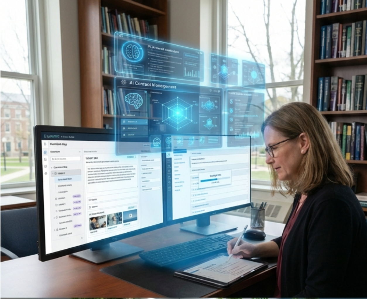 Dean working with AI-powered curriculum dashboard